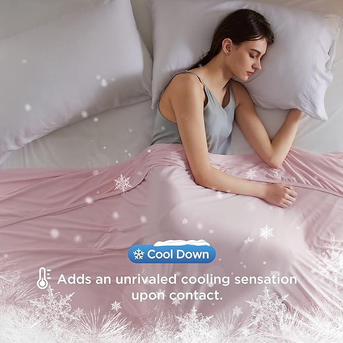 Bedsure Pink Cooling Blanket Twin XL for Hot Sleepers -Summer Cold Blanket with Rayon Derived from Bamboo for Twin Size Bed, Ice Cool Cold Lightweight Arc-Chill Thin Summer Bedding, 60x90