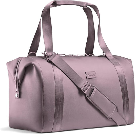 Fit & Fresh Neoprene Weekender Bag for Women – Carry-On Friendly Travel Duffel with Expandable Sides, Trolley Sleeve & Pockets – Lightweight, Water-Resistant Overnight Bag for Weekend Trips + Gym