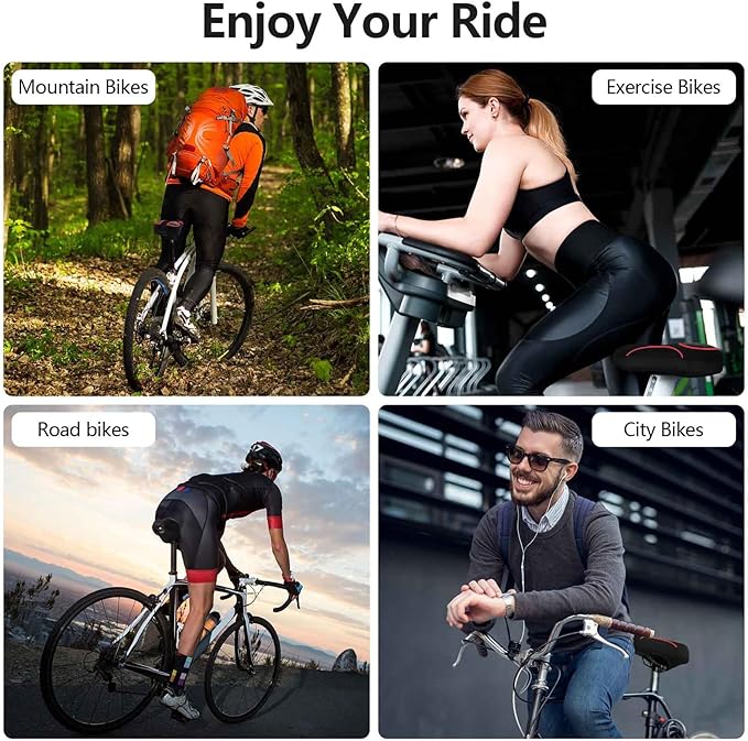 Bike Seat Cushion Gel Padded Bike Seat Cover Extra Soft Comfy for Men Women Comfort,with Peloton Stationary, Exercise, Mountain Bikes, Road & Electric