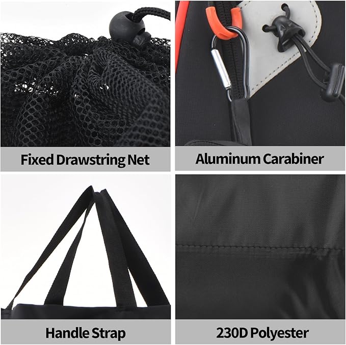 Travel Laundry Bag, JHX Foldable Dirty Clothes Bags 【Upgraded】 with Fixed Drawstring Net, Handles and Carabiner, Portable Laundry Bags for Travel, Fitness, and Students (Deep-black) 30"H x 21"W