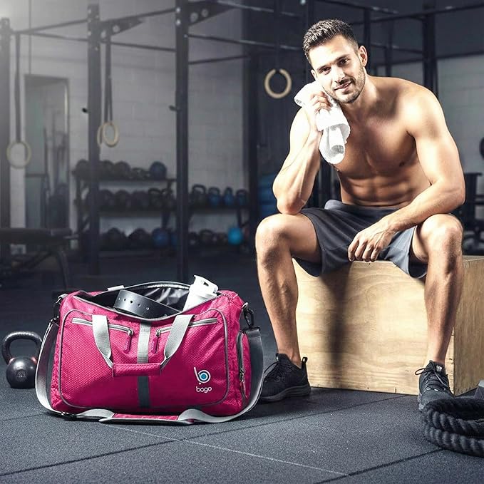 Bago Compact Duffle Bag for Travel Women & Men. Durable Lightweight Foldable Travel Duffel Bags For Traveling Women. 40L Duffle Bags a Reliable Weekender duffel or Overnight Bag With Shoe Compartment