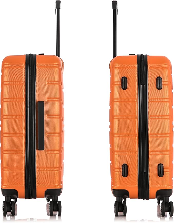 InUSA TREND Luggage with Spinner Wheels | Durable lightweight Hardside Suitcase, Travel bag with Handle and Trolley, 24-Inch Medium Checked luggage | Orange