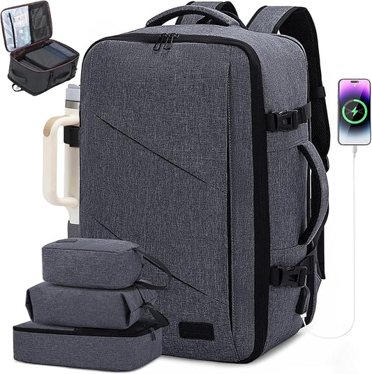 LOVEVOOK Travel Backpack, 40L Extra Large Backpack, Carry on Backpack 17 Inch with USB Port, Water Resistant Business Backpack for Men Women, Dark Grey
