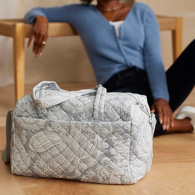Performance Twill Medium Travel Duffle Bag, Cloud Gray Paisley