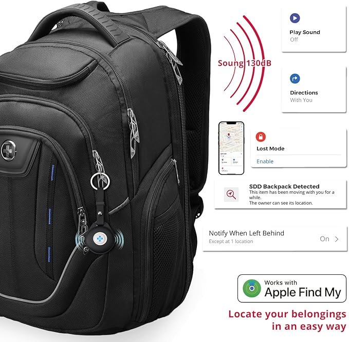 Swissdigital Design TSA Business Laptop Backpack For Men with Apple Find My,Travel Backpack With USB Charging Port,RFID Pockets Presents For Men Fits 15.6 Inch Computer | J16BT9508F-1