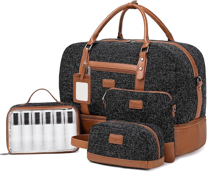 Wogarl Weekender Bags for Women Large Overnight Bag Weekend Travel Duffel Bag Carry on Shoulder with Shoe Compartment Toiletry Bag for Travel Business Gym