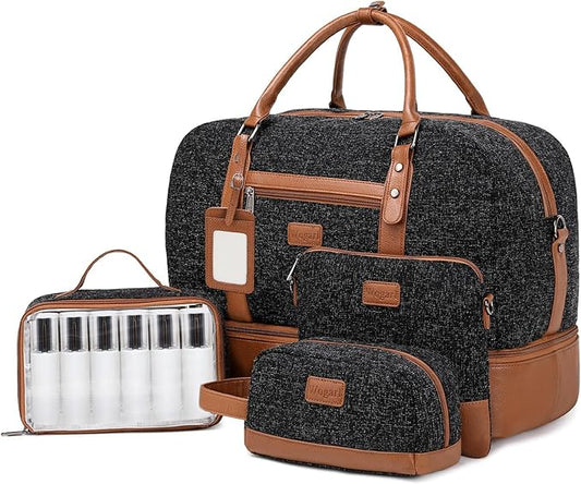 Wogarl Weekender Bags for Women Large Overnight Bag Weekend Travel Duffel Bag Carry on Shoulder with Shoe Compartment Toiletry Bag for Travel Business Gym