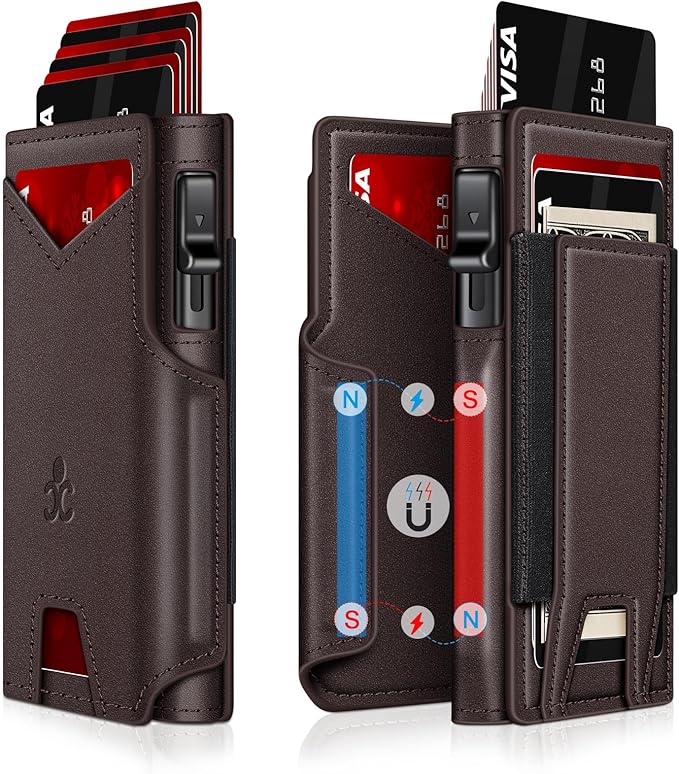 SEMORID Wallet for Men Wallet with Slim Pop Up Card Holder 9-13 Cards, Bifold Minimalist Smart Wallet RFID Blocking Credit Card Holder with ID Window & Stretchable Cash Slot