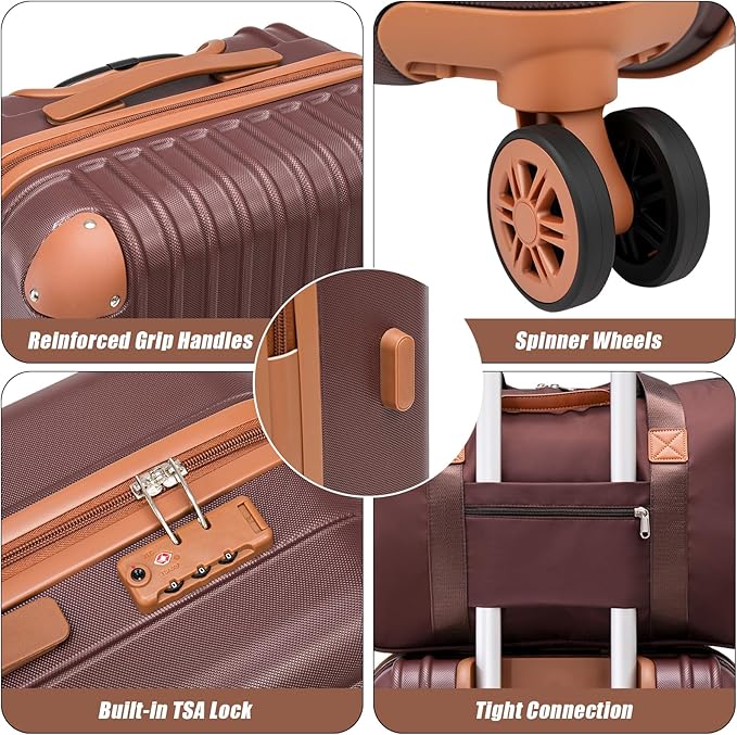 Luggage Sets 5 Piece Suitcases with Wheels, Suitcase Set ABS Hard Case Luggage with TSA Lock Spinner Wheels Durable Travel Luggage