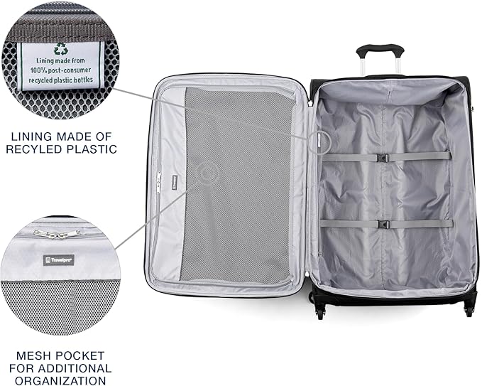 Travelpro Maxlite 5 Softside Expandable Luggage with 4 Spinner Wheels, Lightweight Suitcase, Men and Women, Black, Checked-Large 29-Inch
