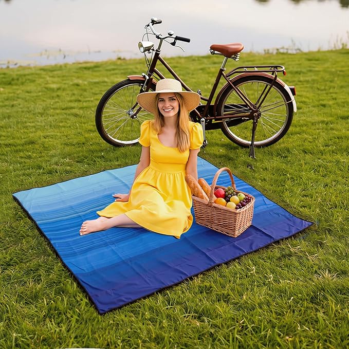 AISPARKY Pocket Beach Blanket Waterproof Sandproof Compact Picnic Mat with Sand Remover, Portable Outdoor Mat for Camping Hiking Travel Festival