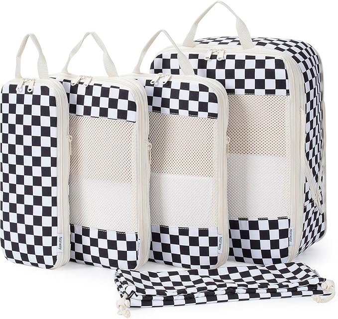 Narwey 6 Set/5 Set Compression Packing Cubes for Travel Kids Women Carry on, Packing Organizers Bag for Backpack Luggage Suitcase Duffle Bags