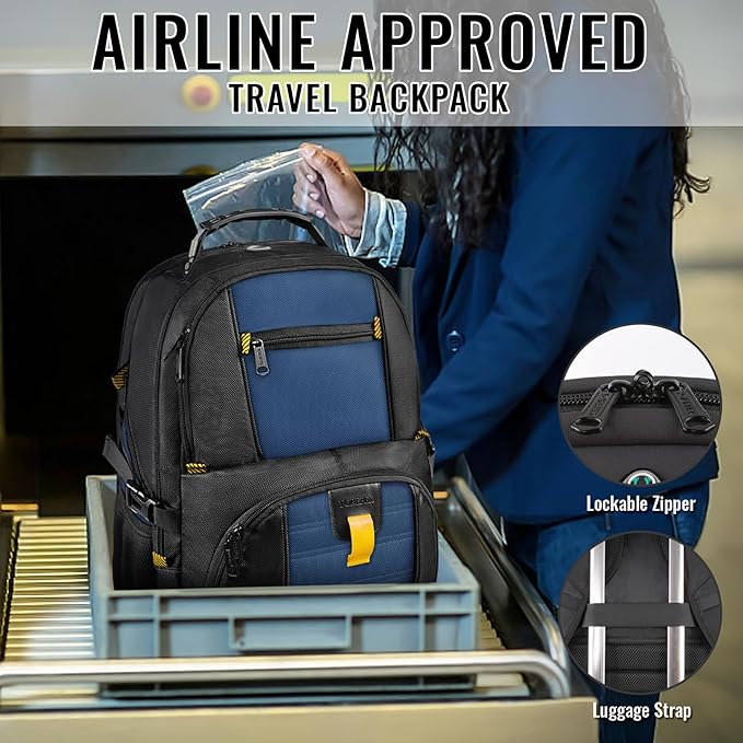 YOREPEK Large Backpack for Men, Extra Large Laptop Backpacks for Men Women, Water Resistant Travel Backpack Airline Approved Business Work Bag Fits 17 Inch Computer, Black