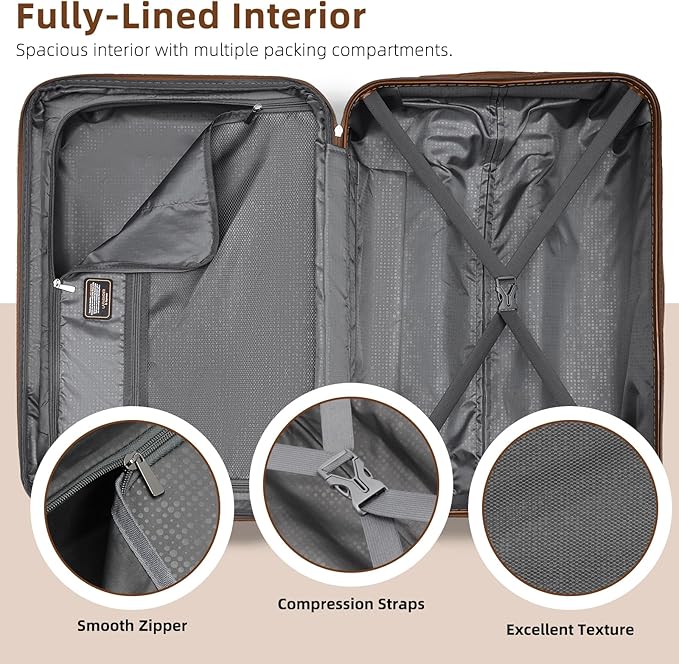 LARVENDER Luggage Sets 6 Piece, Expandable Luggage Set Clearance for Women, Suitcases with Wheels, Hardside Hard Shell Travel Luggage with TSA Lock (Blue Brown, 6pcs)