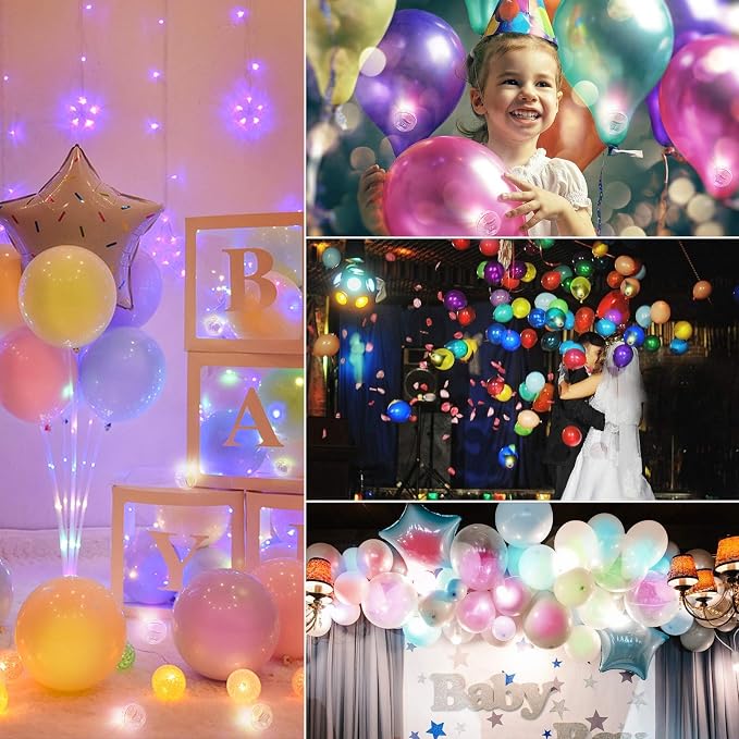 100pcs Multicolor LED Balloon Lights, Round Flash Mini Lamp for Balloon Paper Lantern, Wedding Birthday Halloween Christmas Indoor Outdoor Party Decor