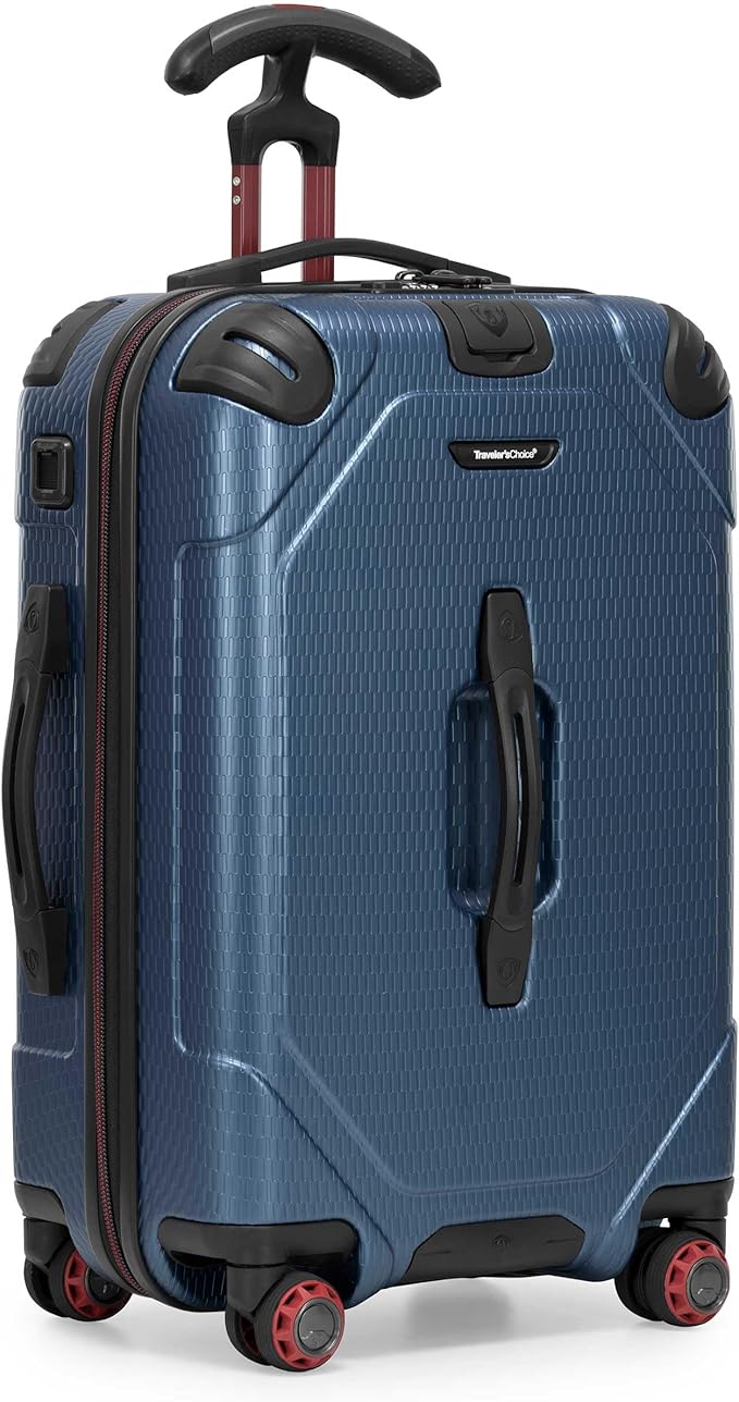 Traveler's Choice Maxporter II Polycarbonate Hardside Trunk with Spinner Wheels, Navy, 22-Inch Carry-on Luggage