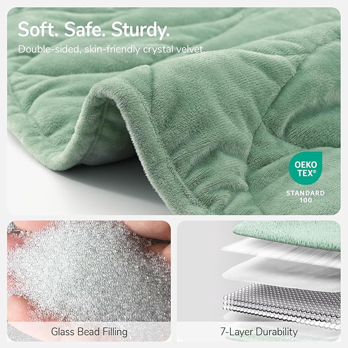 Kaisa Weighted Blanket for Adults (10 lbs,60" x 78"), Soft Heavy Blanket Machine Washable, Queen Size Weighted Blankets with Glass Beads for Couch and Bed, Sage Green