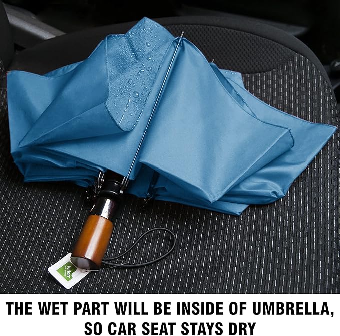 Raintrend Windproof Travel Umbrellas for Rain Automatic +10% Bigger Canopy Strong Frame Compact Folding Portable Umbrella for Women Men Backpack Purse