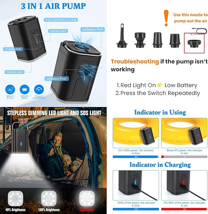 Vacuum Bags for Travel, IP67 Reusable Vacuum Seal Bags for Clothing with Electric Pump, Vacuum Seal Packing cube for Suitcases, Backpack & Travel (2PC+Pump)