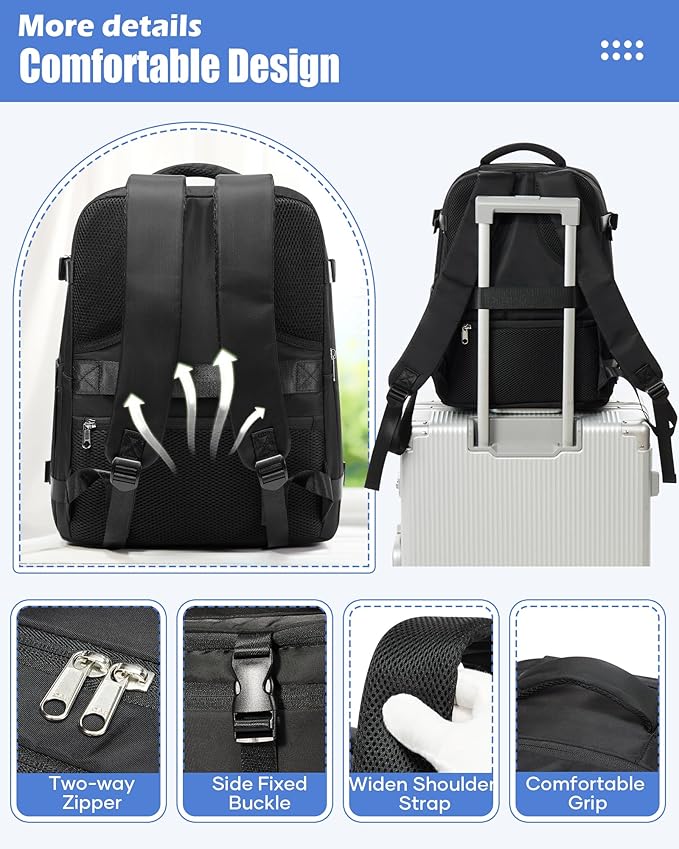 Vacuum Backpack Travel with Pump,Vacuum Sealed Backpack,Travel Backpack with Vacuum System,40x30x20 Airbag Travel,Laptop Vacpack Backpacks Bag Airline Flight Approved,Black