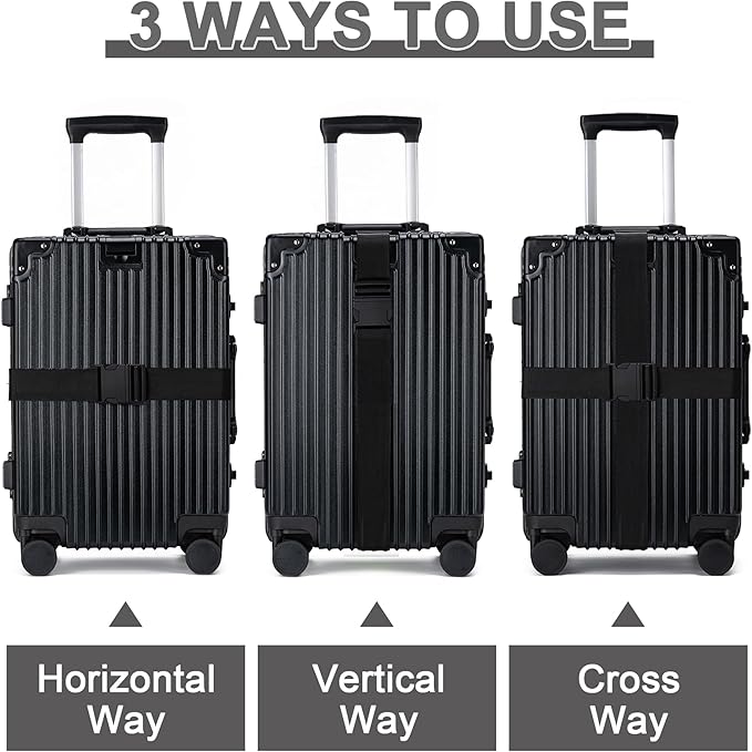Luggage Straps for Suitcases 4 Pack, TSA Approved Travel Essentials, Luggage Strap for Travel Suitcase & Bag Closure and for Easy Identification, Travel Accessories for Safety & Convenience (Black)