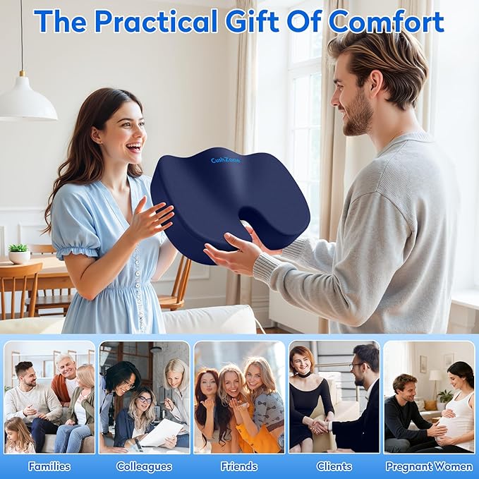 Office Chair Cushions, Memory Foam Coccyx Cushion for Tailbone Pain Office Chair Car Seat, Sciatica, Coccyx, Lower Back Pain Relief (Blue)