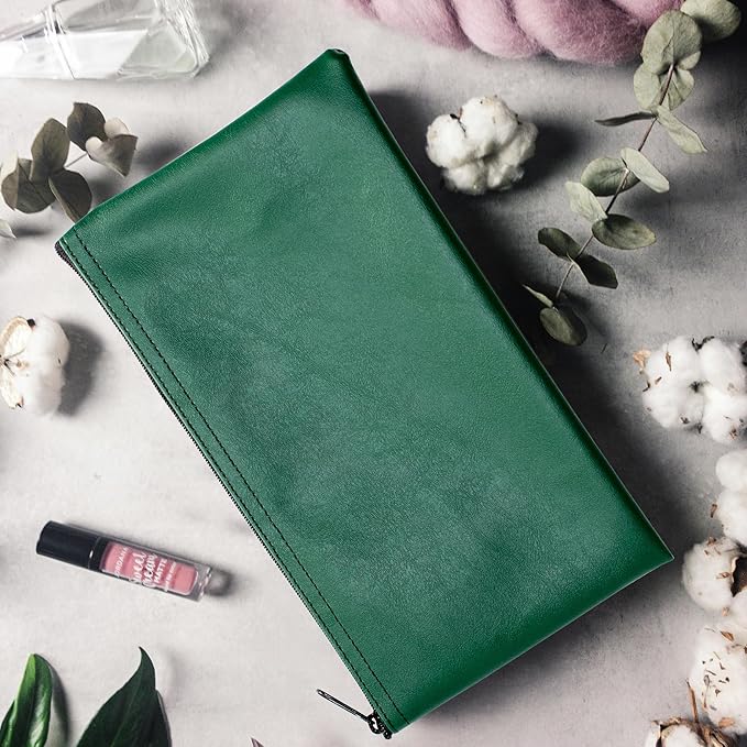 Multi-Purpose Zipper Bag, Reusable, Travel Pouch, Lightweight, Makeup Organizer, 11 x 6 Inch (Forest Green)