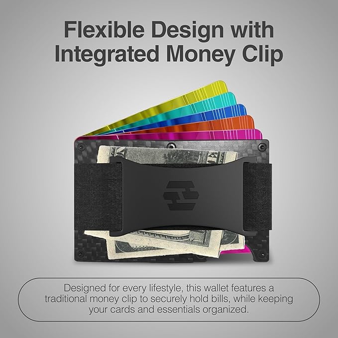 Hayvenhurst Wallet For Men - Reinvented Design Men's Wallet - Slim, Minimalistic & Seamless, Blocks RFID Scanners with a Cash Strap (Carbon Fiber) | Reinvented Design, Slim, Minimalistic, Seamless, Blocks RFID Scanners, Cash Strap
