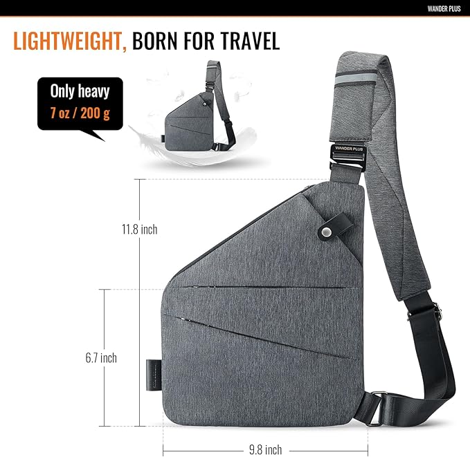 WANDER PLUS® Anti Theft Crossbody Bag, Shoulder Bag Anti-theft Design for Travel, Sport, Work