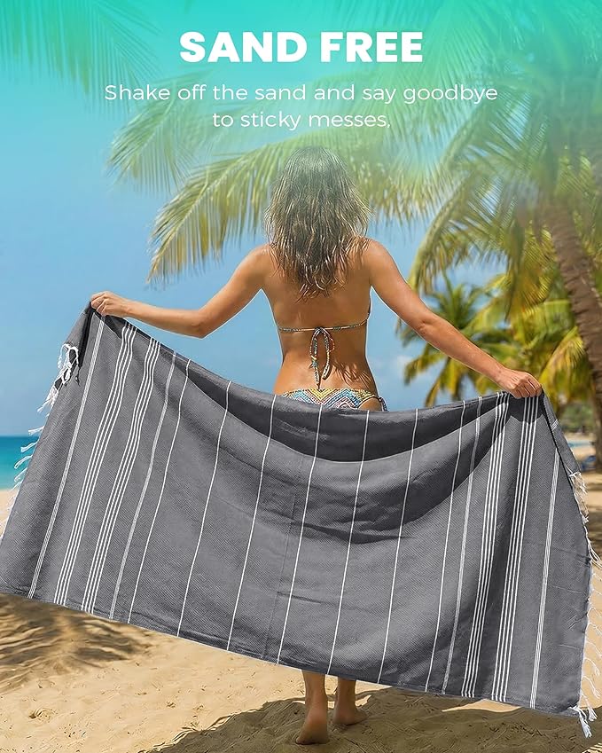 6 Packs Turkish Beach Towels Set Adult Pool Swim Towel Bulk Yoga Blanket Oversized Sand Free Quick Dry Lightweight Large Sandproof Fast Drying Travel Towels Camping Blanket Vacation Must Haves