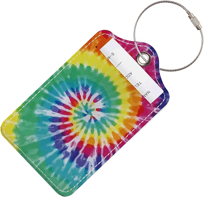 Luggage Tags for Suitcases, 2 Pack Cute PU Leather Suitcase Tag Identifiers TSA Approved with Stainless Steel Loop and Address Card for Baggage Tag for Cruise Airport Travel Essentials by Chelmon
