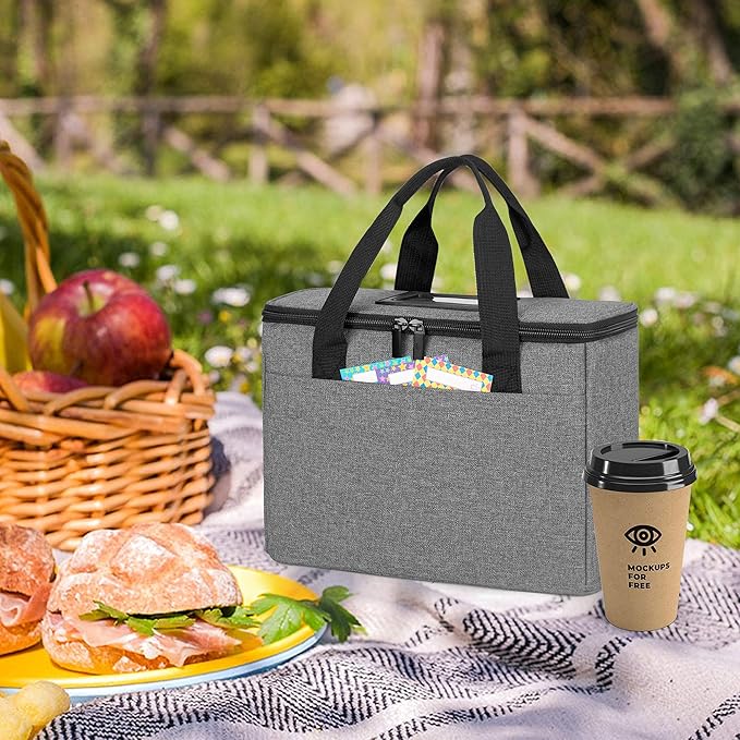 Trunab Reusable 3 Cups Drink Carrier for Delivery with Adjustable Dividers, Insulated Drink Caddy Holder Bag for Take Out, Beverages Carrier Tote with Handle for Outdoors,Patented Design, Grey