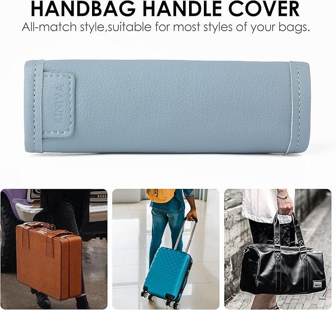 KINIVA 4 Pack Set Vegan Leather Luggage Handle Wraps, Blue, 5.7x6.1 Inch, Travel Accessory - Luggage Tags