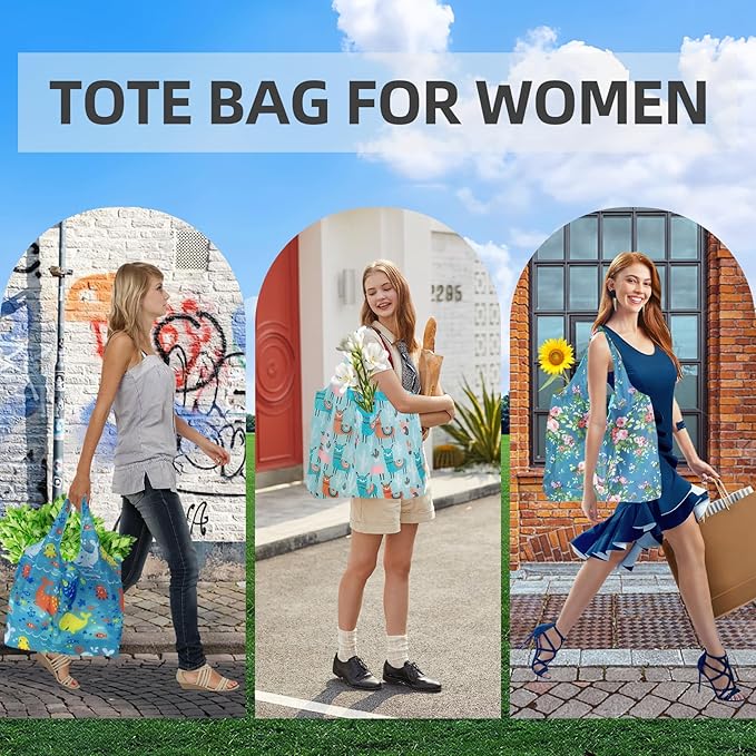 6 Pack Reusable Grocery Bags Heavy Duty with Handles, Reusable Shopping Bags for Women, Foldable, Washable for Store, Travel