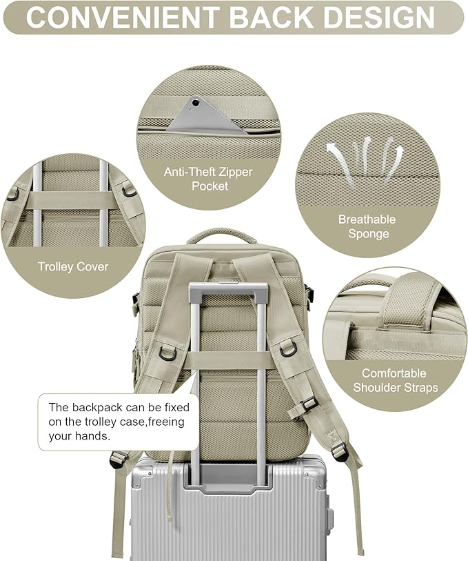 WONHOX Large Travel Backpack Carry on Flight Approved Laptop Work Business Backpack for Women Men Mochila de Viaje