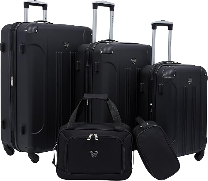 Travelers Club Chicago Hardside Expandable Spinner Luggage, Black, 5 Piece Set