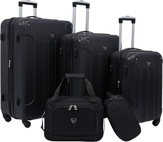 Travelers Club Chicago Hardside Expandable Spinner Luggage, Black, 5 Piece Set