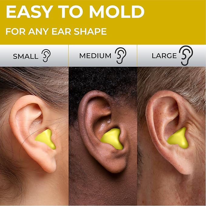 Peace&Quiet | PQ Wax Ear Plugs for Sleeping, Swimming - Soft Noise Cancelling Silicone Gel Wax Earplugs for Sleep and Swimmers, Ear Protection with Sound Blocking Level of 32 Db, Yellow