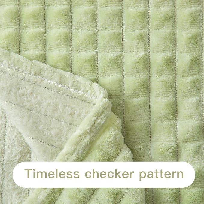 Ultra Soft Jacquard Sherpa Throw Blanket, Lightweight Yet Cozy, Versatile Couch and Travel Blanket, Checker Pattern, Multiple Sizes and Colors, Easy-Care and Durable,50x60 Inches