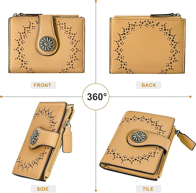 Tipmile Small Wallet for Women Bifold RFID Blocking Card Holder Leather Wallets with Zipper Coin Pocket