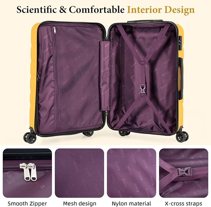 Luggage Sets 5 Piece,Suitcases with Wheels, Hard Case Luggage with Detachable Spinner Wheels,Carry On Luggage Set (5 Piece Sets (20"/24"/28"/DB/TB))