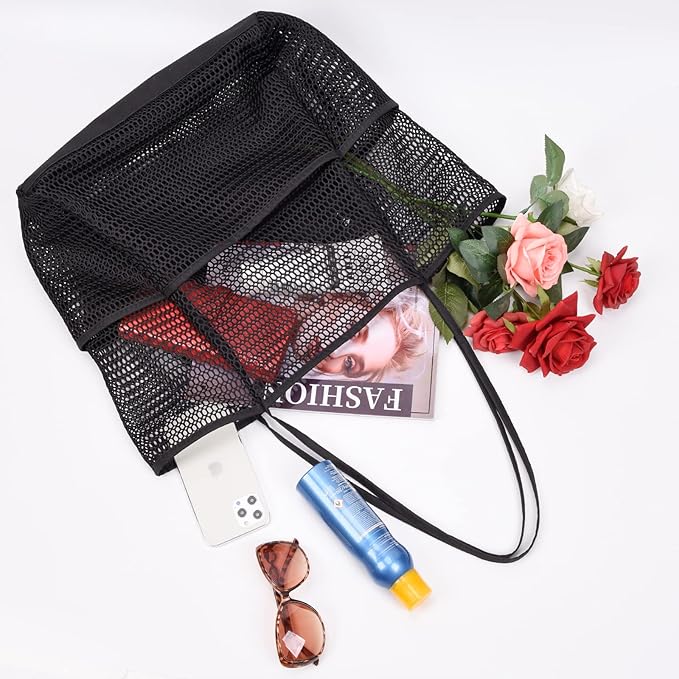 Tainehs Beach Bag - Mesh Tote Bag Beach Vacation Clothes for Women Pool Bag for Travel Pool Family Cruise Essentials 2026