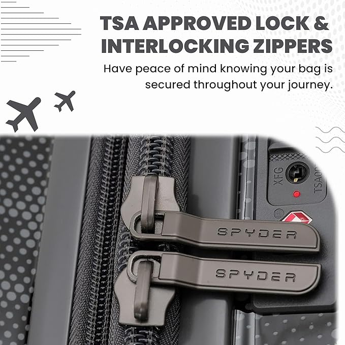 Spyder Matrix 25 Inch Expandable Hardside Upright Suitcase with 360° Spinner Wheels, TSA Approved Lock, Gray/Black
