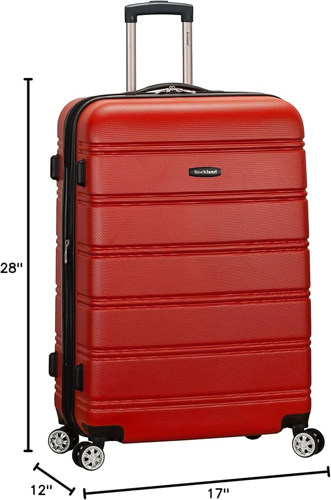 Rockland Melbourne Hardside Expandable Spinner Wheel Luggage, Red, Checked-Large 28-Inch (F1603-RED)