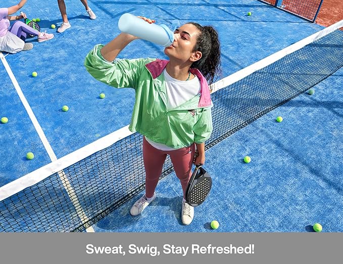 POWCAN 26 oz Insulated Water Bottle with 2-in-1 Straw and Spout Lid, Keep Cold 24H, Leak-Proof, Fits in Car Cup Holder, Stainless Steel Water Bottle for Gift, Gym, Travel and Home (Cerulean Porcelain)