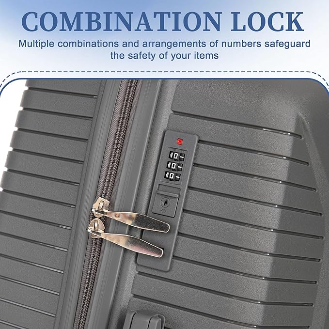 Hardshell Luggage, Lightweight Durable PP Suitcase with Double Spinner Wheels