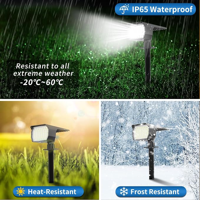 WENATY Solar Spot Lights Outdoor 12 Pack Landscape Spotlights Cool White | 46LED, 3 Mode, Auto On/Off Landscape Spotlights Solar Powered Flood Lights for Outside Pathway Yard Garden House Walkway Tree