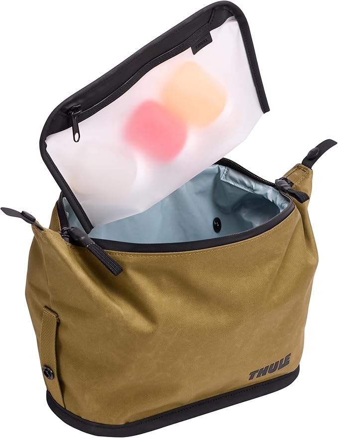 Thule Aion Toiletry Bag - Water-resistant bag for toiletries, makeup & shaving essentials - Removable liquids bag included - Easy to clean - Snap loop for easy hang - Waxed, PFC-free fabric