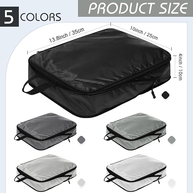 5 Pack Compression Packing Cubes for Travel Space Saving Cubes Luggage Organizer for Suitcase(Mixed Gray,M)