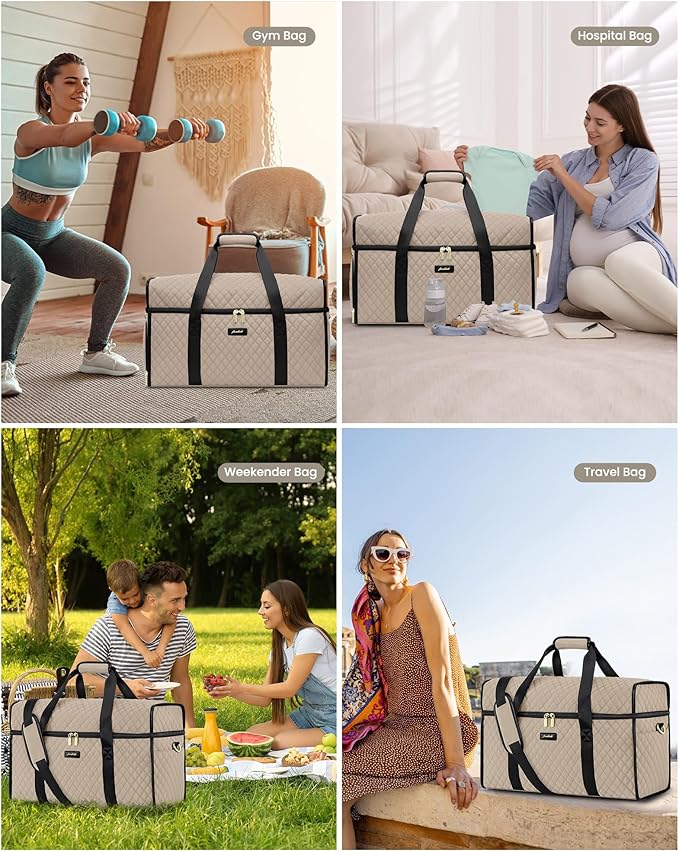 Weekender Travel Duffle Bag for Women: Overnight Bags with Shoe Compartment Carry on Bags for Airplanes with Toiletry Bag Weekend Yoga Gym Bag with Wet Pocket Nude Black